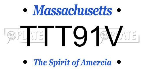 TTT91V Massachusetts License Plate