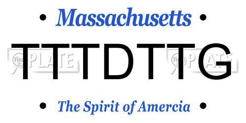 TTTDTTG Massachusetts License Plate