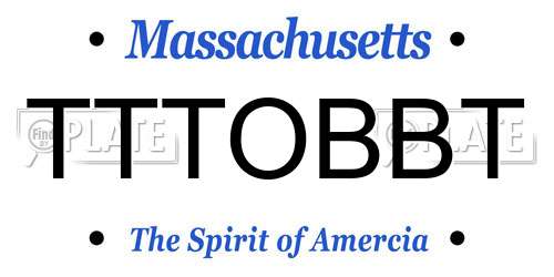 TTTOBBT Massachusetts License Plate