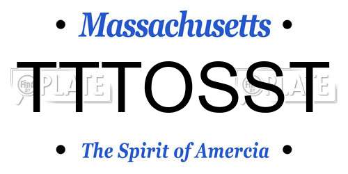 TTTOSST Massachusetts License Plate