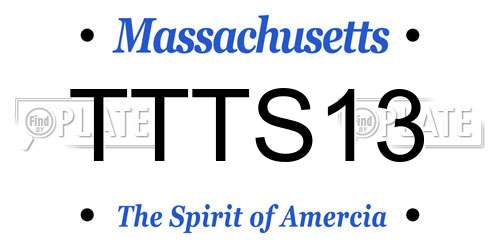 TTTS13 Massachusetts License Plate