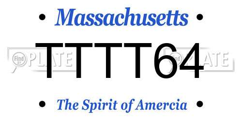 TTTT64 Massachusetts License Plate