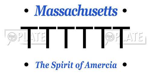 TTTTTT Massachusetts License Plate