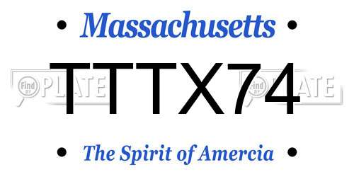 TTTX74 Massachusetts License Plate