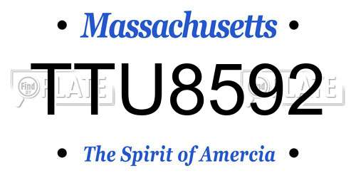 TTU8592 Massachusetts License Plate