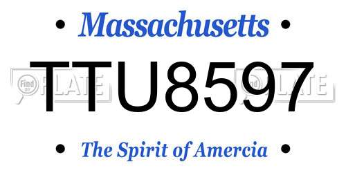 TTU8597 Massachusetts License Plate