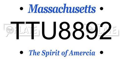 TTU8892 Massachusetts License Plate