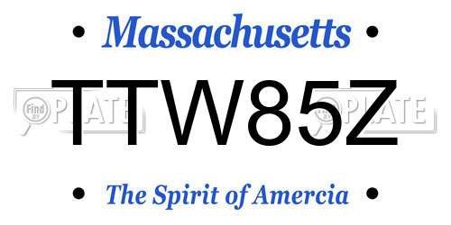 TTW85Z Massachusetts License Plate