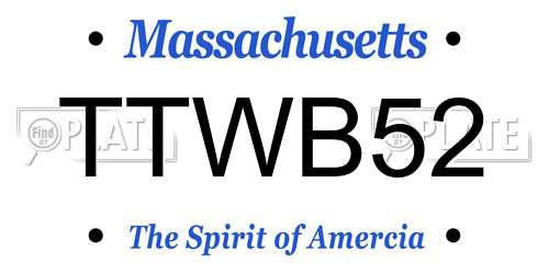 TTWB52 Massachusetts License Plate