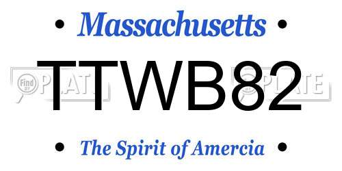 TTWB82 Massachusetts License Plate
