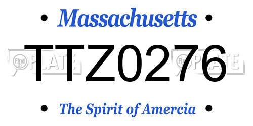 TTZ0276 Massachusetts License Plate