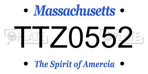 TTZ0552 Massachusetts License Plate