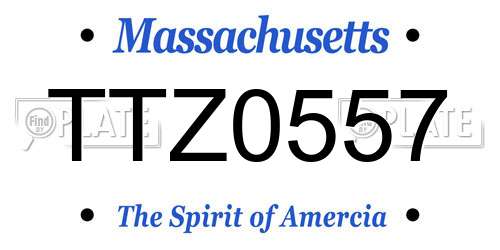 TTZ0557 Massachusetts License Plate