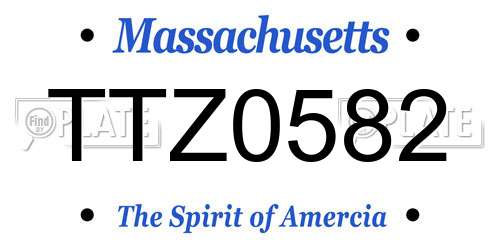 TTZ0582 Massachusetts License Plate
