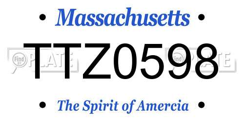 TTZ0598 Massachusetts License Plate