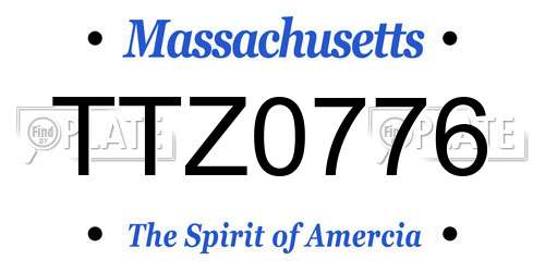 TTZ0776 Massachusetts License Plate