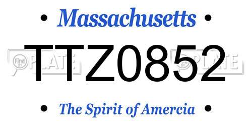 TTZ0852 Massachusetts License Plate