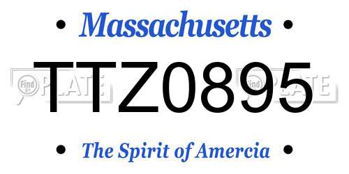 TTZ0895 Massachusetts License Plate