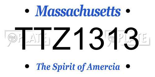 TTZ1313 Massachusetts License Plate