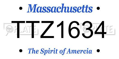 TTZ1634 Massachusetts License Plate