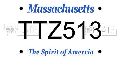 TTZ513 Massachusetts License Plate