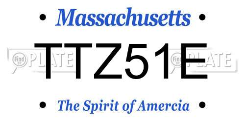 TTZ51E Massachusetts License Plate