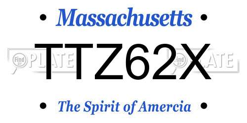 TTZ62X Massachusetts License Plate