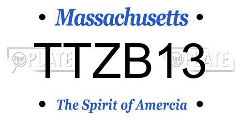 TTZB13 Massachusetts License Plate