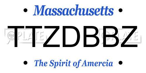 TTZDBBZ Massachusetts License Plate