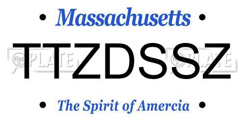 TTZDSSZ Massachusetts License Plate