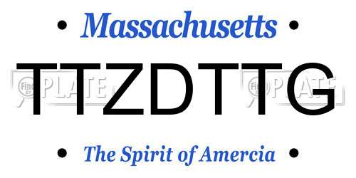 TTZDTTG Massachusetts License Plate