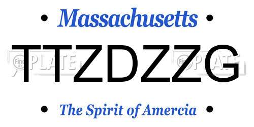 TTZDZZG Massachusetts License Plate