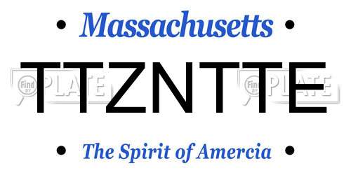 TTZNTTE Massachusetts License Plate