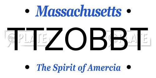 TTZOBBT Massachusetts License Plate