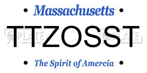 TTZOSST Massachusetts License Plate