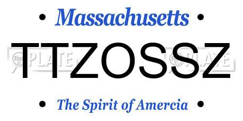 TTZOSSZ Massachusetts License Plate
