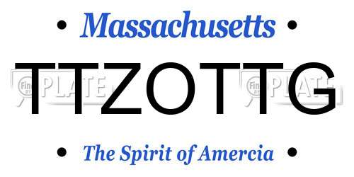 TTZOTTG Massachusetts License Plate