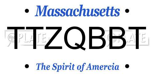 TTZQBBT Massachusetts License Plate