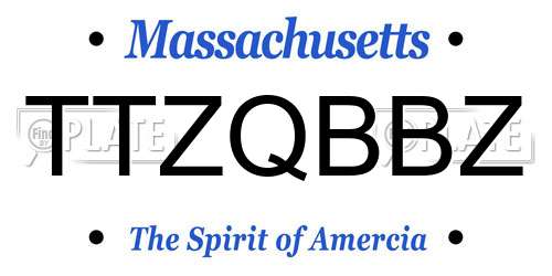 TTZQBBZ Massachusetts License Plate