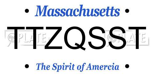 TTZQSST Massachusetts License Plate