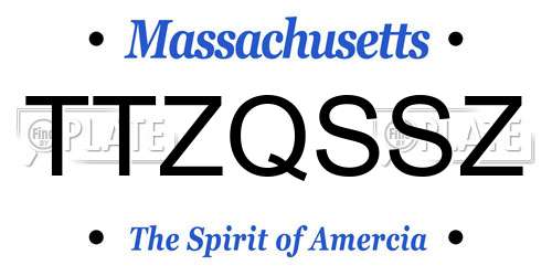 TTZQSSZ Massachusetts License Plate