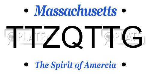 TTZQTTG Massachusetts License Plate