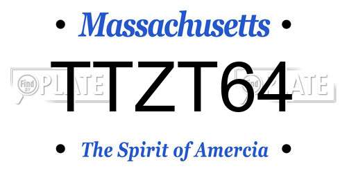 TTZT64 Massachusetts License Plate