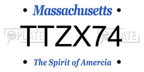 TTZX74 Massachusetts License Plate