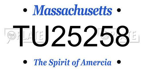 TU25258 Massachusetts License Plate