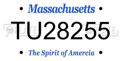 TU28255 Massachusetts License Plate