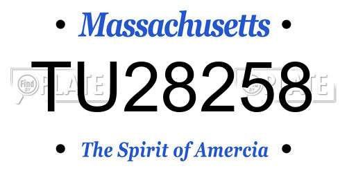 TU28258 Massachusetts License Plate
