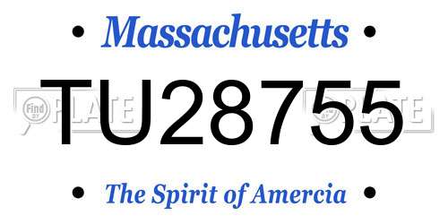 TU28755 Massachusetts License Plate