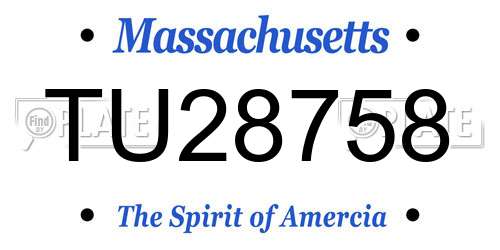 TU28758 Massachusetts License Plate