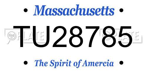 TU28785 Massachusetts License Plate